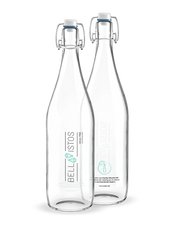 Two BRITA Classic bottles with customer logos.